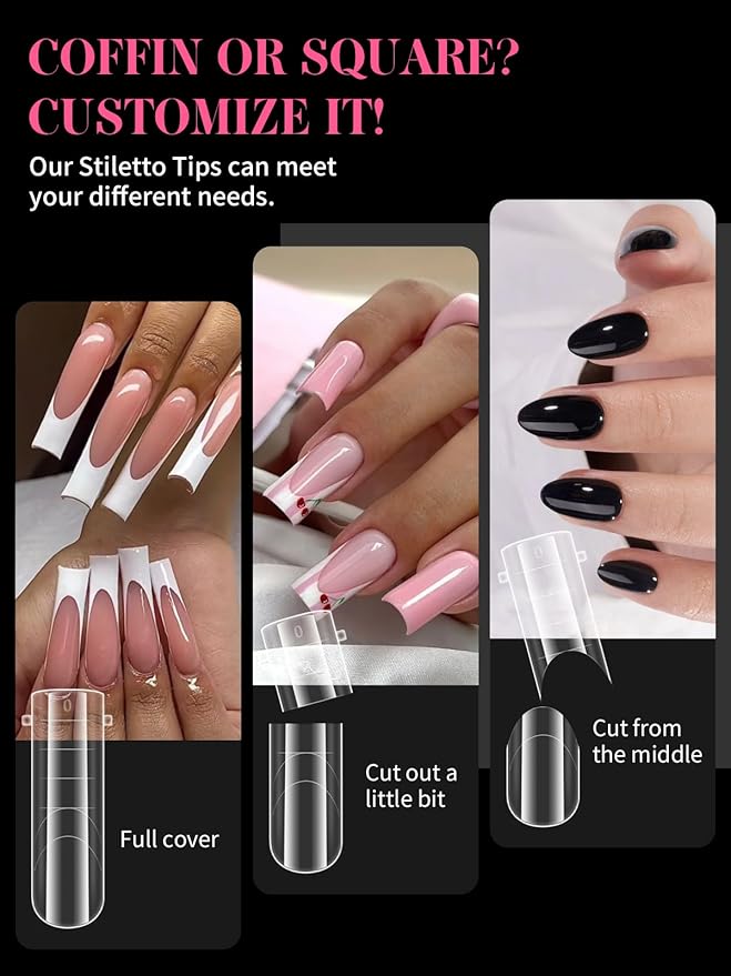 EBANKU Dual Nail Forms for Poly Extension Gel, 150 Pcs Reusable 15 Sizes Nail Extension Forms for Builder Gel Manicure Design Salon DIY