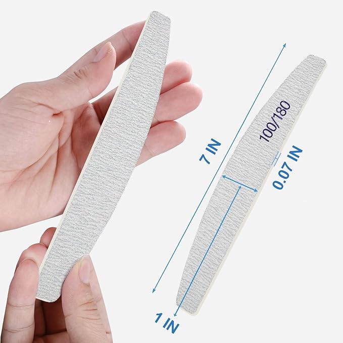 Nail Files (50 Pack), 100/180 Grit Wooden Emery Board Nail File Double Sided Wood Emory Fingernail Files for Natural Nails Professional Reusable Manicure Pedicure Curved