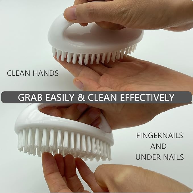 Hand and Nail Brush for Cleaning Fingernails Fingers Nylon Firm Stiff Bristles Heavy Duty Scrub Clean Brushes for Mechanics Gardeners, White, 1PC