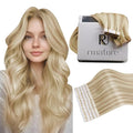 RUNATURE Blonde Tape in Hair Extensions Human Hair 18 Inch Tape in Extensions Seamless Tape ins Human Hair Extensions Blonde Highlights Tape ins Hair Extension Soft Remy Hair Add Hair Volume 50g 20pcs