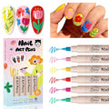 6 Colors Nail Art Pens Set, Christmas Neon 3D Nail Polish Pens 0.7mm, Quick-Drying Acrylic Paint Markers, Dotting Liner Brush for DIY Nail Design, Home & Salon Manicure Tools Beginners Gifts