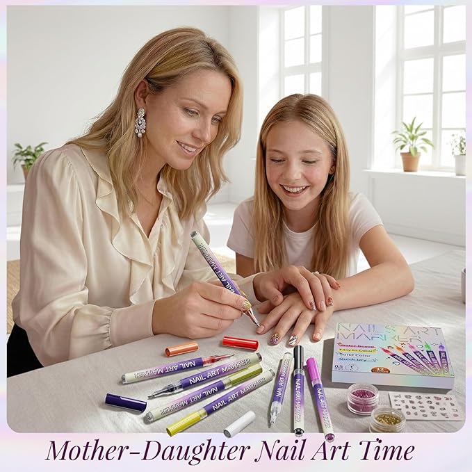 12 Color Nail Art Pens Set, Nail Art Markers & Nail Polish Pens with 0.5mm Fine Tip for Quick-Dry Graffiti, Dotting, Drawing, Painting, Liner - Professional DIY Home Salon Manicure Tools