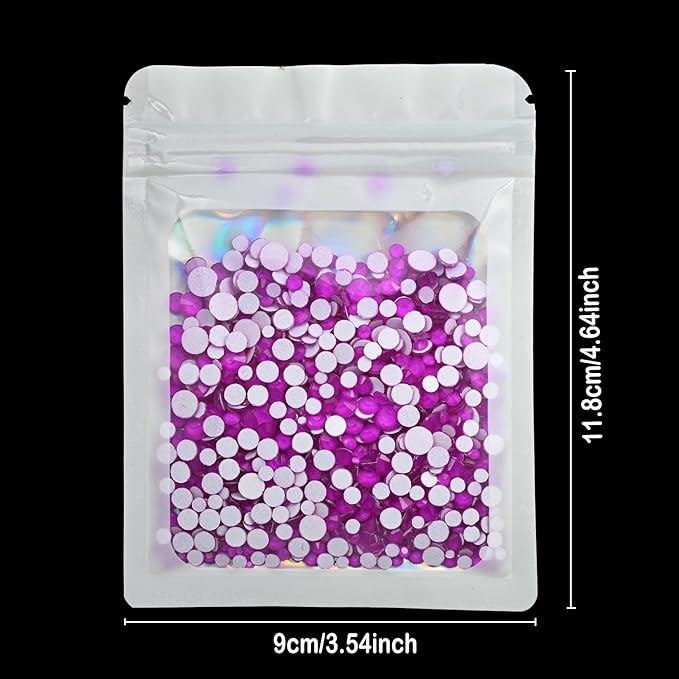 Flatback Glass Rhinestones,Bedazzler Gems Non Hotfix Crystal Rhinestones for Crafts Nail Charms Clothes Tumblers,Dk.Amethyst Neon,Mixed Size,35g