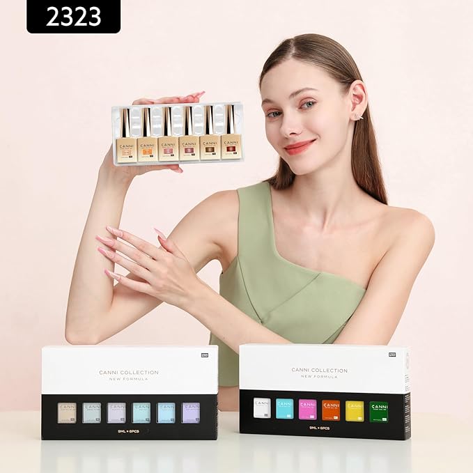 CANNI Brown Jelly Gel Nail Polish Set – 6 Colors 9ML Translucent Coffee, Mocha, Caramel Shades – Soak Off UV LED Gel for Fall Nails, High Gloss DIY Manicure, Salon Use