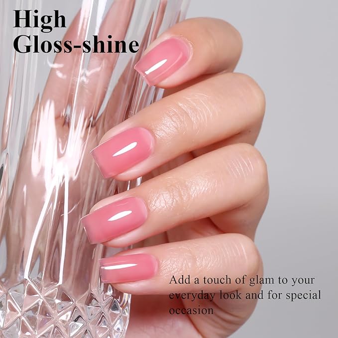 Imtiti 10ml Jelly Pink Gel Nail Polish Long Lasting Soak Off UV Led Pink Gel Polish Salon DIY at Home Gift for Women 1Pcs
