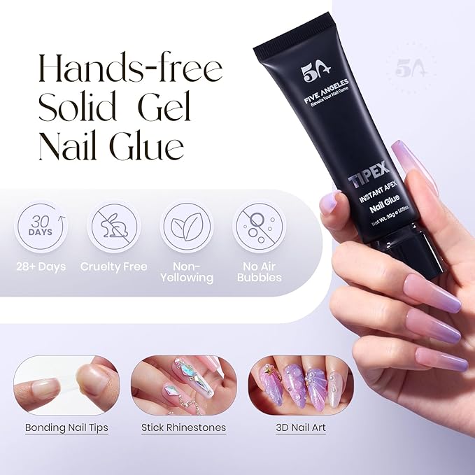 Tipex Instant Apex Gel Nail Tips Kit – 500pcs Pre-Etched Sculpted Long Coffin Acrylic Nail Tips, Thicker Full Cover Press-On Nails for Flat Nails, 30g/1.06oz UV Nail Glue Included