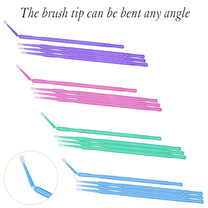 500 PCS Disposable Micro Applicator Brush, Gelme Nutri Micro swabs,Head Bendable Ultrafine Eyelash Extension Brushes for Makeup and Personal Care (Dark blue 2.5mm)
