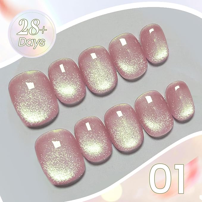 Born Pretty Cat Eye Magnetic Gel Nail Polish Shimmer Glitter Holographic Aurora Spring Summer Pink Green Blue Translucent Gel Polish Set Manicure Nail Art DIY at Home