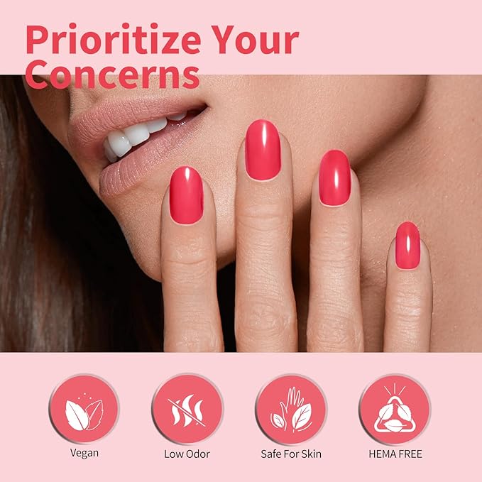 CANNI Bright Red Gel Nail Polish, 1Pcs Red Gel Polish Color Nail Polish High Gloss Soak Off U V Nail Manicure Salon DIY