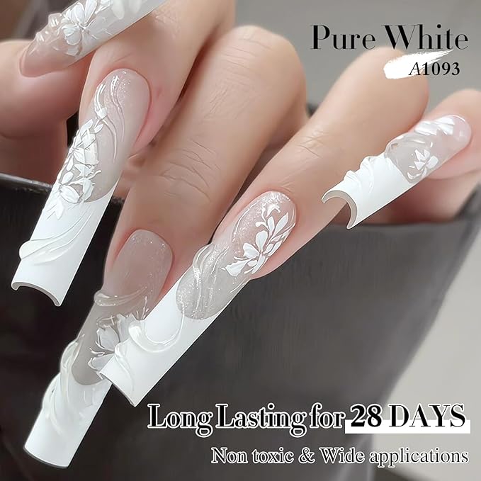 Double Rhythm 0.50 OZ Gel Polish Hema Free Same Color Same Bottle Golden Round Translucent Neutral Natural Milky 15 ML Jelly UV Polish Art DIY at Home (White-C1093)