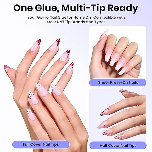Beetles 2Pcs 20ml Nail Glue Gel, Large Size Set for Clear Press-On Nails & Nail Tips, Self-Leveling Extension Gel, Designed for Frequent Use, DIY & Salon Ready, UV/LED Cured