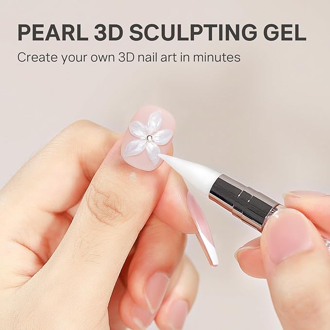 MIZHSE Pearl 3D Gel Nail Art Sculpting Gel Non-Sticky Molding Gels for Nails White Sculpting U V LED Soak Off Gels for Carving with Nail Art Pen Nail Design Home Manicure 30g 1o