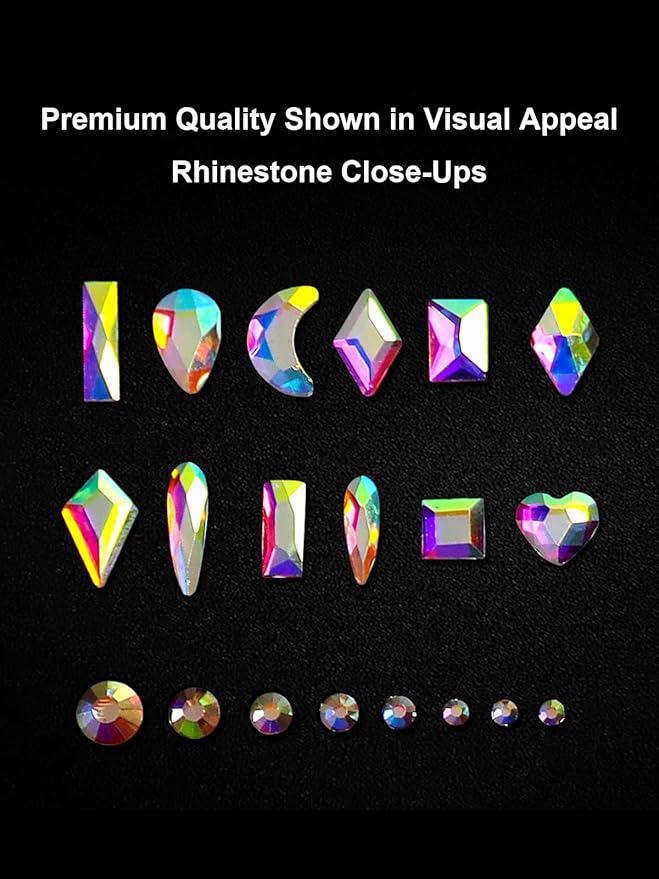 6080PCS AB Rhinestones for Nails, Nail Gems with Special-Shaped Diamonds, 3D Decorations Flat Back Stones Gems Set, Acrylic Nail Mix Sizes Nail Charms(Tweezers Included)