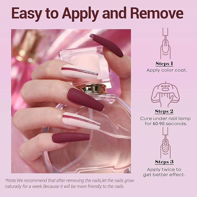 modelones Gel Nail Polish- 6 Colors Pink Brown Burgundy Red Gel Polish Set Peach Pastel Pink Nail Polish Kit Soak Off Manicure Set Nail Art Gift for Women DIY Home Salon