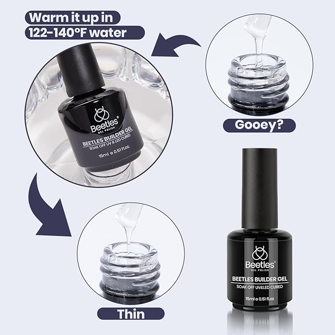 Beetles Builder Gel for Nails-Indigo Nocturne 0.5 oz 8 in 1 Nail Thickening Strengthening Building Apex for Beginner DIY Salon at Home, Deep Blue Gel Builder for Stpatrick Nails,UV & LED Lamp Needed