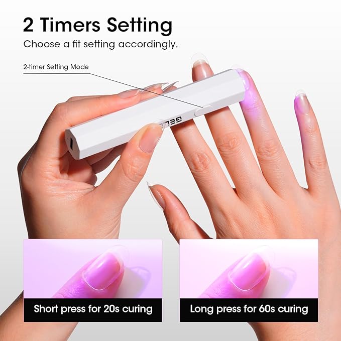 Gellen Mini UV Light for Nails Handheld, Portable UV Light for Gel Nails Cured, Cordless Nail Lamp Rechargeable Nail Dryer Lamp for Glue Fast Drying
