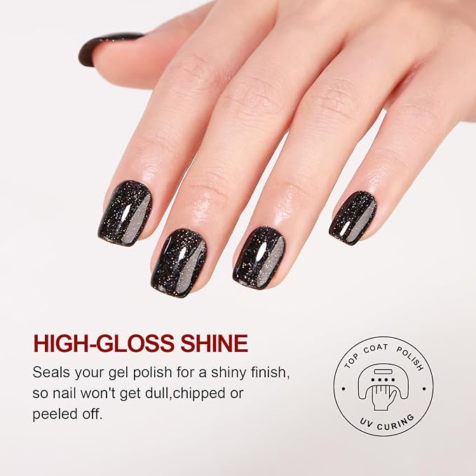 Gel Top Coat and Base Coat Set, 2 Pcs 15ML No Wipe Shine Finish Top Coat And Gel Base Soak Off UV Led Clear Top Coat Long Lasting Glossy Nail Art Design Manicure For Women