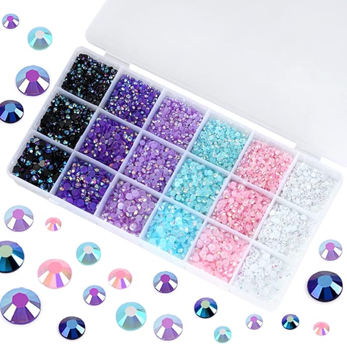22380pcs Resin Rhinestones Set 3/4/6mm Flatback Stones Glitter Crystal Bulk for Garment Nail Art Decorations Resin Flatback Rhinestones Kit for Nail Crafts Tumbler Round Shape(FF)