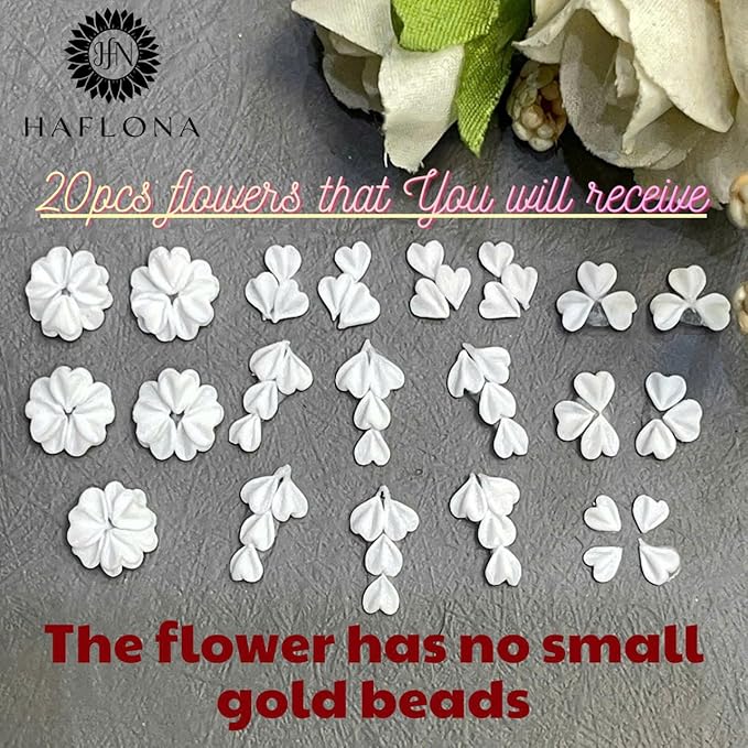 Set 20Pcs White Heart 3D Flowers for Nails, Handmade 3D Acrylic Flowers for Valentine - Wedding Nails, Flower Nail Made by Acrylic Powder Design Deco Nail Art Women Girls (15 White Heart 2#)