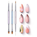 Beetles 3 Pcs Gel Nail Art Brushes Set Gel Polish Design Pen Painting Tools with Liner Brushes Petal Painting Brush and Oval Brush DIY at Home Manicure for Girls