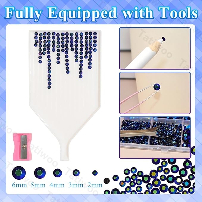20000Pcs Black Blue AB Flatback Jelly Resin Rhinestones for Bedazzling, Mix Sizes Crystal Rhinestones Gems, Black Blue AB Gems Bedazzling for Crafting DIY Face Makeup Crafts Tumblers