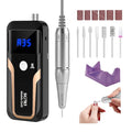 Portable Nail Drill Professional 35000 RPM, MOCOWIND Rechargeable Electric Nail File Machine E File for Acrylic Gel Polishing Removing, Cordless E-File with Bits Kit for Manicure Salon Home, Black