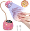 CGBE UV LED Nail Lamp, 36W Mini Cordless Flash Cure Lamp, USB Rechargeable Goosenecks LED Nail Light with 4 Timers & Auto Sensor for Salon Home DIY Use, Pink Diamond