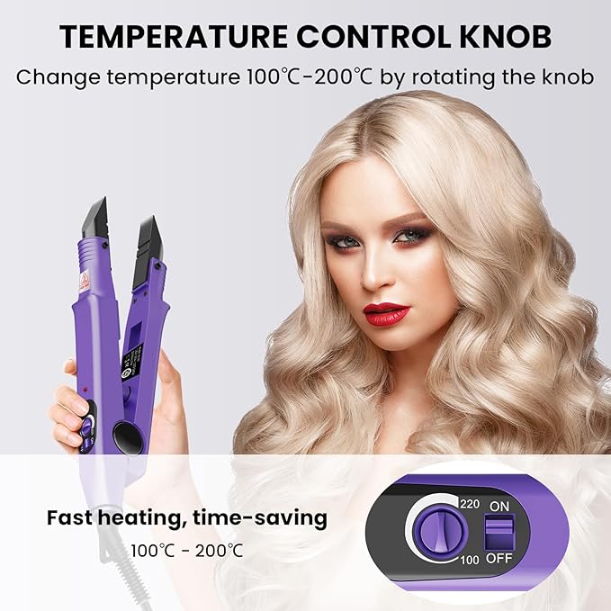 TopWigy Professional Hair Extensions Tool,Itip Extensions Tools kit Hair Connector Fusion Heat Iron Connector Wand Temperature Adjustable Melting Tool