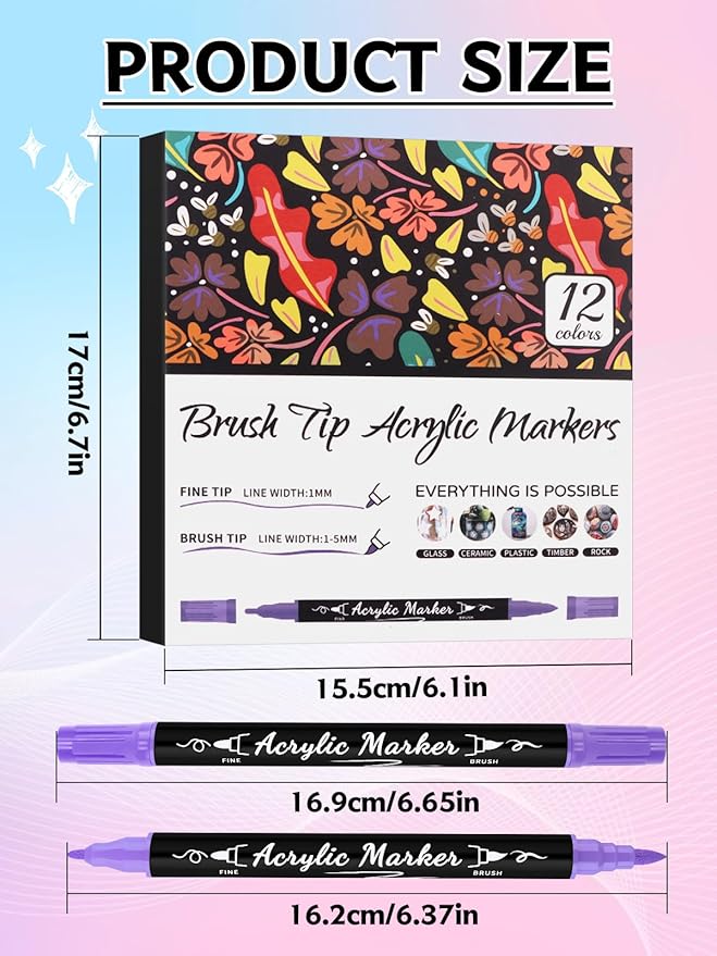 12 Color 3D Nail Art Pens Set, EBANKU Double-Tip Nail Point Graffiti Dotting Pen Drawing Painting Liner for DIY Nail Art Beauty for Christmas