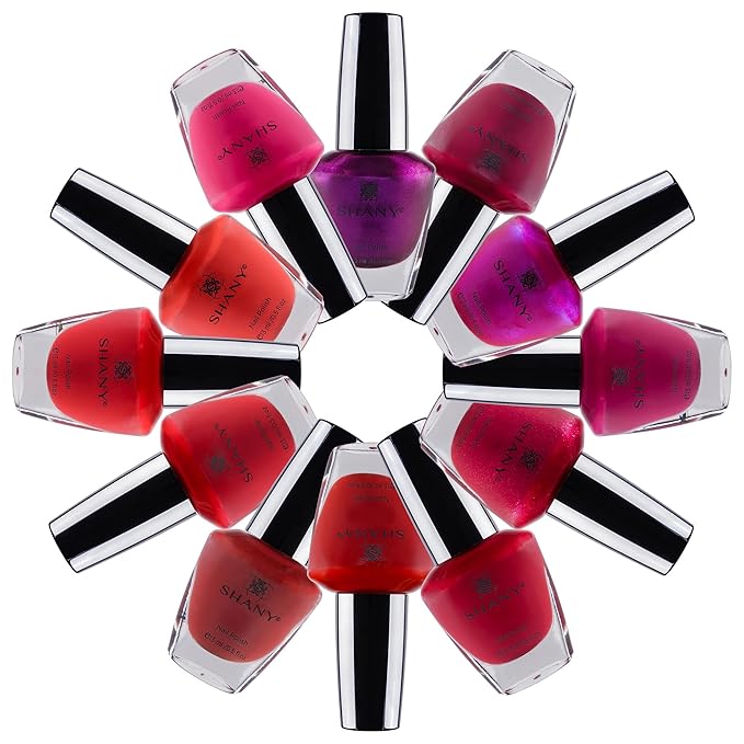 SHANY DIY Nail Polish Set - Quick Dry Nail Lacquer Kit, Vibrant & Colorful DIY Collection, Semi Glossy, Shimmery & Matte Finishes - Full Size - 12 Colors - Rosa