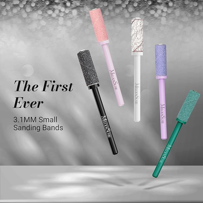 MelodySusie 50 Pcs Nail Drill Bits Small Sanding Bands with 3.1mm Mandrel Bit, 120 Medium Grit Nail File for Acrylic Nails Gel Manicures and Pedicure, Black