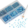 NCB Hotfix Iron on 8000pcs Crystal Rhinestones Round Gem for Crafts Decoration DIY Jewelry Making with a Picking Pen (Aquamarine AB, 6Sizes SS3-SS12)