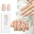 Cat Eyes Press On Nails,12 Sizes-24 Pcs Soft Gel Champagne Medium Coffin Fake Nails Kit with Nail Glue, Natural Reusable Stick On False Nails for Women and Girls (Skycloud Golden Yellow Nails) SK0823