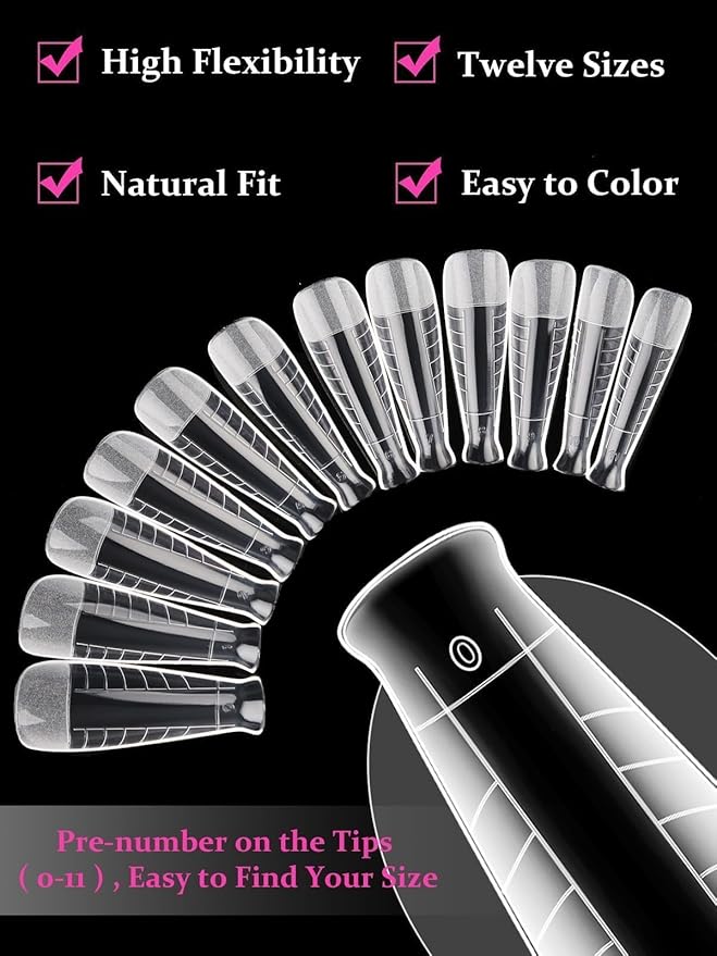 EBANKU Poly Gel Nail Forms, 120 PCS T-Shape Dual Nail Forms for Builder Gel Square Nail Extension Tips for Structure Nail Art Manicure Tools Salon at Home-12 Sizes