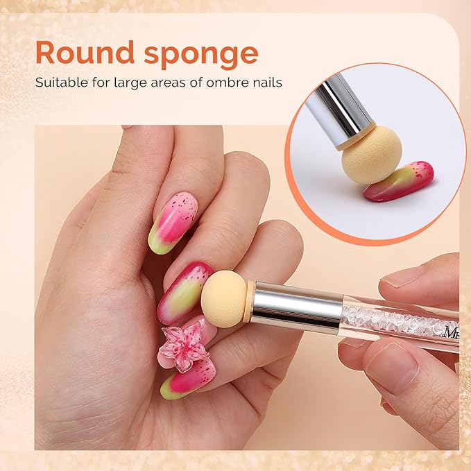 MelodySusie Nail Sponge Pen for Ombre Gradient, Double Ended Sponge, 16pcs Replaceable Sponge for Nail Art Tools for Home and Salon Use