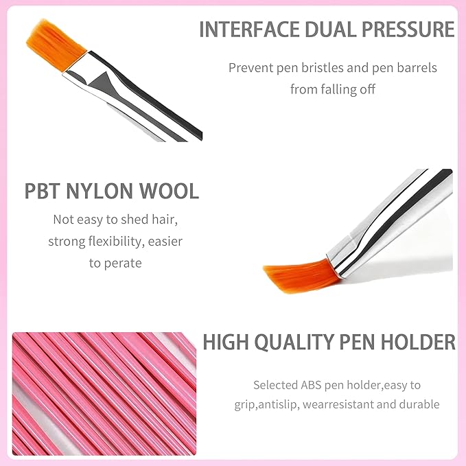 22PCS Nail Art Tools Kit, Nail Brushes Set with Dotting Tools, Palette, Transparent acrylic pen holder, Professional Nail Design Brushes for Nail Painting, Drawing, Detailing - Pink