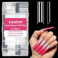 Long Square Nail Tips - 240PCS Clear Half Cover False Nails, Acrylic Nail Tips for Press Ons, 2XL Extra Long, 12 Sizes Manicure Extension Kit, DIY Nail Art Supplies for Nail Salon Home