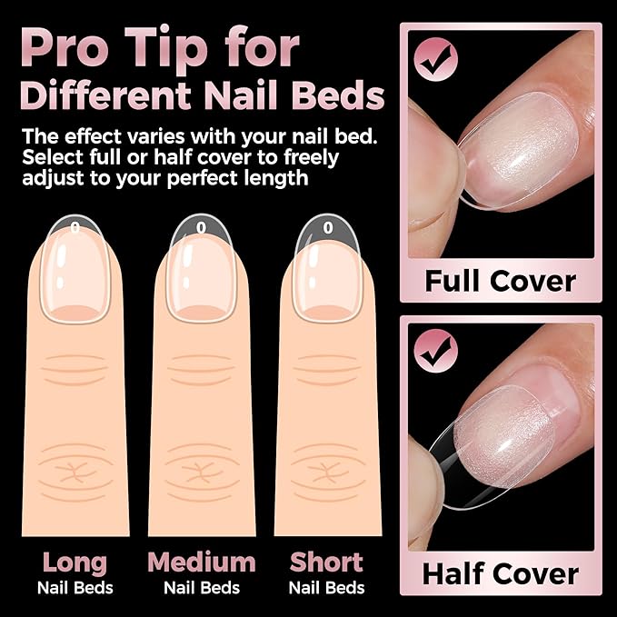 Extra Short Oval Round Nail Tips: 240Pcs Tri-Layer Core Soft Gel Nail Tips, Pre-shaped Short Oval Press On Nails, 12 Sizes Half Matte Full Cover Clear Short Nails for Extension Art DIY Salon