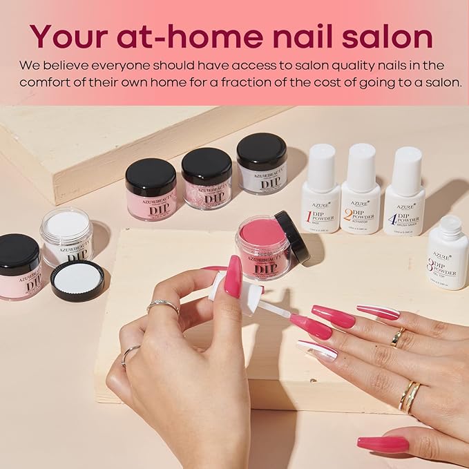 AZUREBEAUTY Dip Powder Nail Kit Starter Pink Blue Palette Acrylic Dipping Powder System