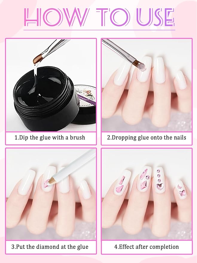 1620 Pcs Nail Art Rhinestones Pink Nail Charms Glass Nail Gems, Wsimily Crystal Flatback Shiny Mixed Nail Rhinestones Beads for DIY Manicure Craft with Tweezer Storage Box Picker Pencil