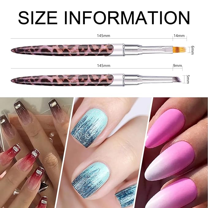DANNEASY 2pcs Ombre Nail Brush Nail Art Brush Set Ombre Brush for Gel Nails Blooming Nail Design Brushes Nail Pen Manicure Brush Nail Brushes for Nail Art Tools
