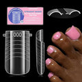 Wide Pre-etched Square Toe Dual Forms for Polygel,SINOKAME Poly Gel Toenail Forms Molds Extension Reusable,No File Needed,16 Sizes (000-13) with French Guidelines for Salon Home DIY,160Pcs