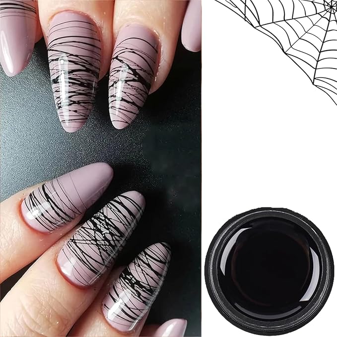 Black Spider Gel for Nails, Black Gel Paint for Nails Art UV LED DIY Design Manicure Spider Paint Nail Gel for Nail Art