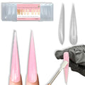 NOVO OVO Extra Super Long 3XL 4XL Stiletto Pointed Nail Dual Forms for Polygel Extension, Reusable Full Cover Acrylic / Builder / Hard / Poly Gel Molds of Manicure Art for Salon DIY x 14 size 70 Pcs