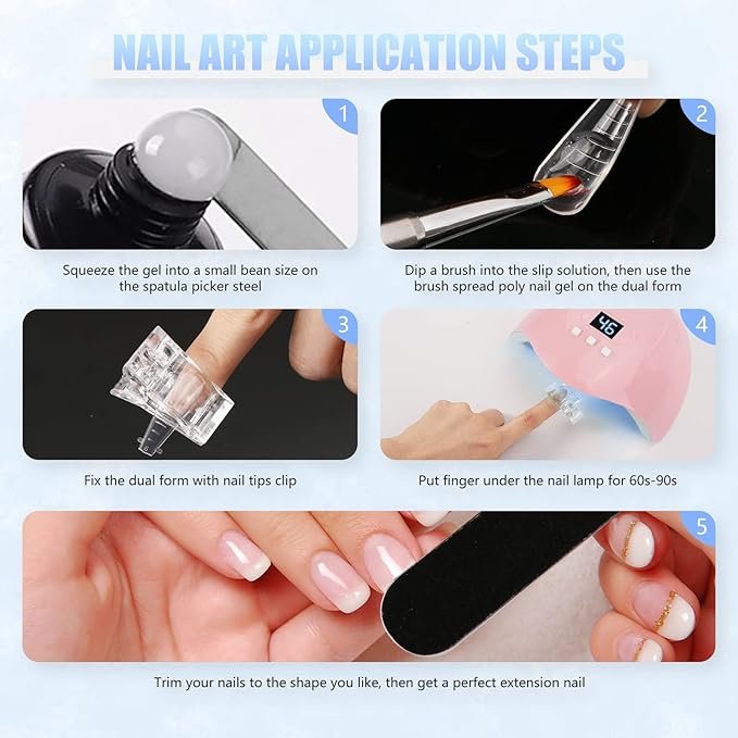 LIONVISON Poly Gel Nail Forms: 120Pcs Coffin Shape Nail Forms for Builder Gel Reusable - 12 Sizes Extension Acrylic Nail Molds Sets - False Nail Tips for Manicure Nail Art Design Salon DIY -StilettoB