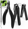 BALUCA Heavy Duty Toenail Clippers for Thick Nails & Seniors – Straight & Curved Blade Professional Nail Clipper Set with 360° Rotating Head, Nail Lifter – Ingrown Toenail Tool Solution