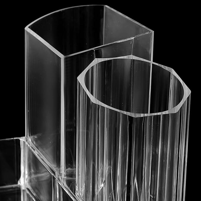 Nail Tool Organizer Box Compact Acrylic Desktop Storage Case with Divided Compartments for Grinding Machine Bits Manicure Brushes Cosmetics Holder