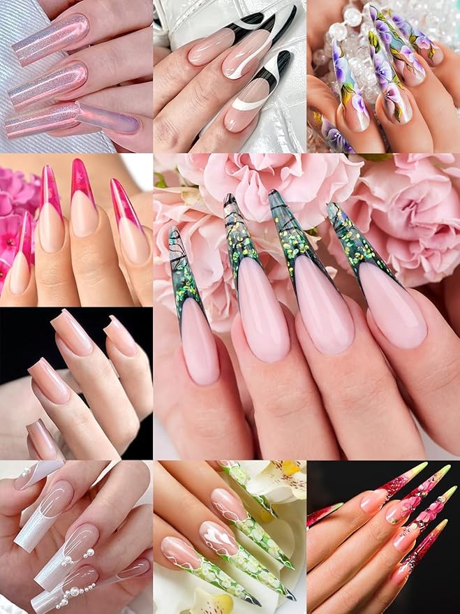 EBANKU Poly Gel Nail Forms 96PCS Clear Matte Dual Nail Forms Polygel Full Cover Nail Mold for Acrylic Nail Extension 12 Sizes 4 Styles Poly Gel Nail Art Salon Nails