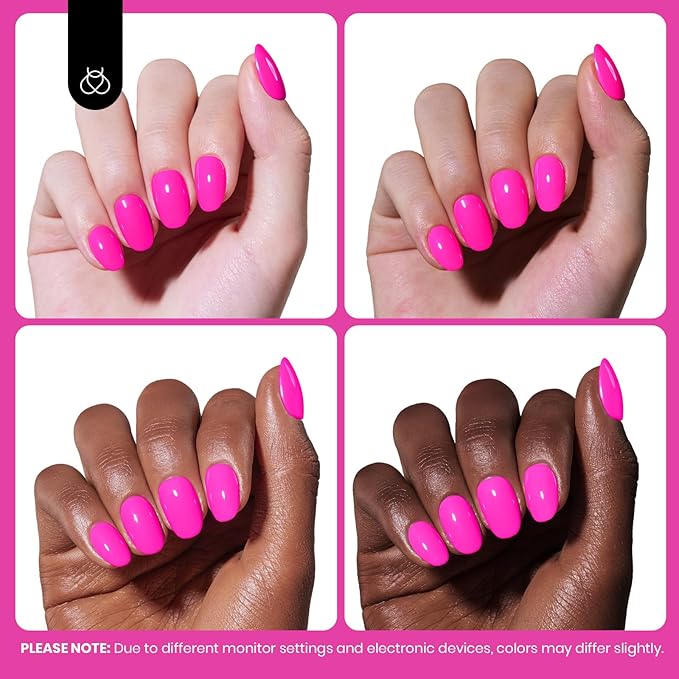 Beetles Pink Gel Nail Polish - Neon Whispers Hot Pink Gel Polish Hema Free, 8ML/0.27Fl Oz Soak Off UV LED Lamp Nail Art, Long-Lasting Manicure Salon DIY Home Spring Nails - Gifts for Her