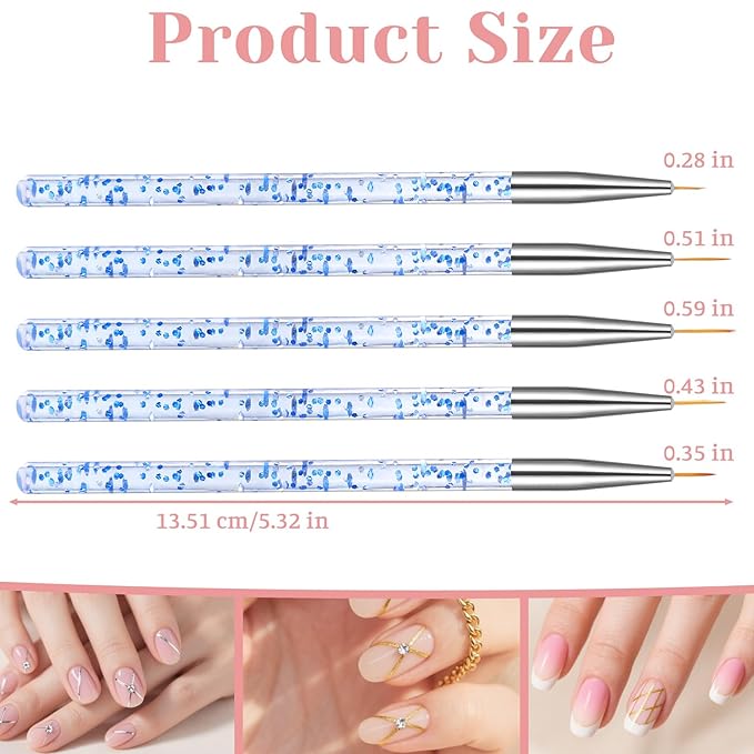 10 Pcs Nail Dotting Tools Set, 5 Pcs Double-headed Nail Dotting Pens 5 Pieces Nails Liner Brushes Professional Nails Art Dottings Tool for Women Home Manicure Arts Painting Design